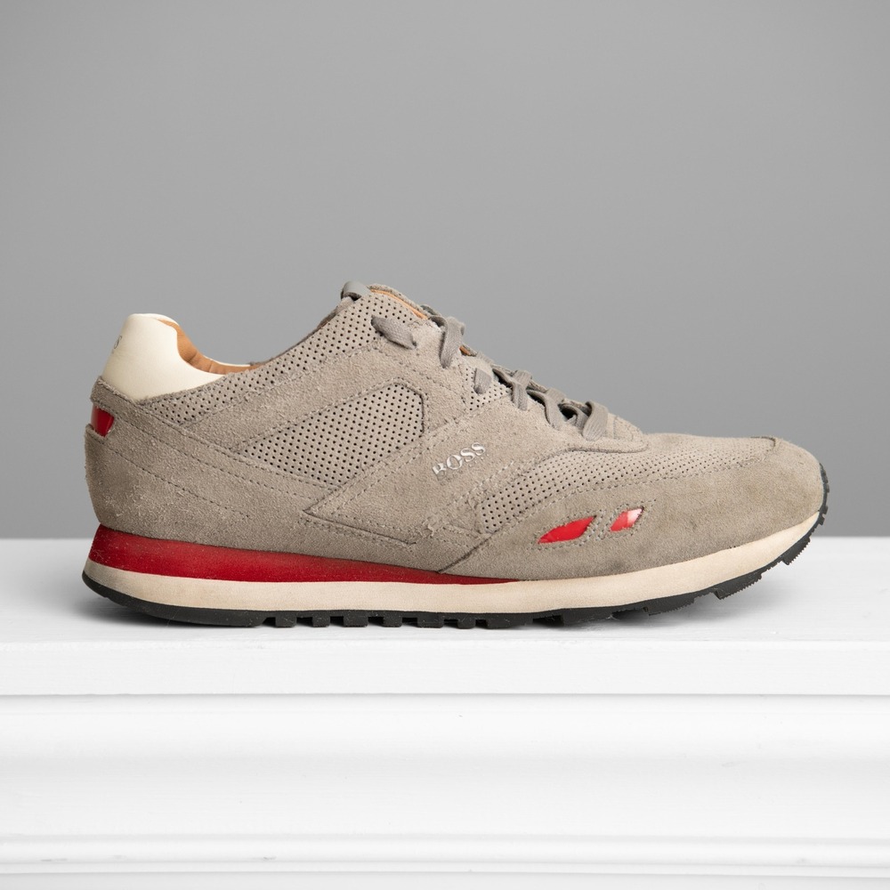Hugo Boss Parkour Run Grey Suede Sneakers M8/W9.5 Athleisure Designer Streetwear